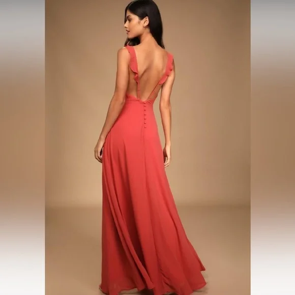 NWT Lulu’s Rise Rusty Rose Maxi Dress - Picture 3 of 7